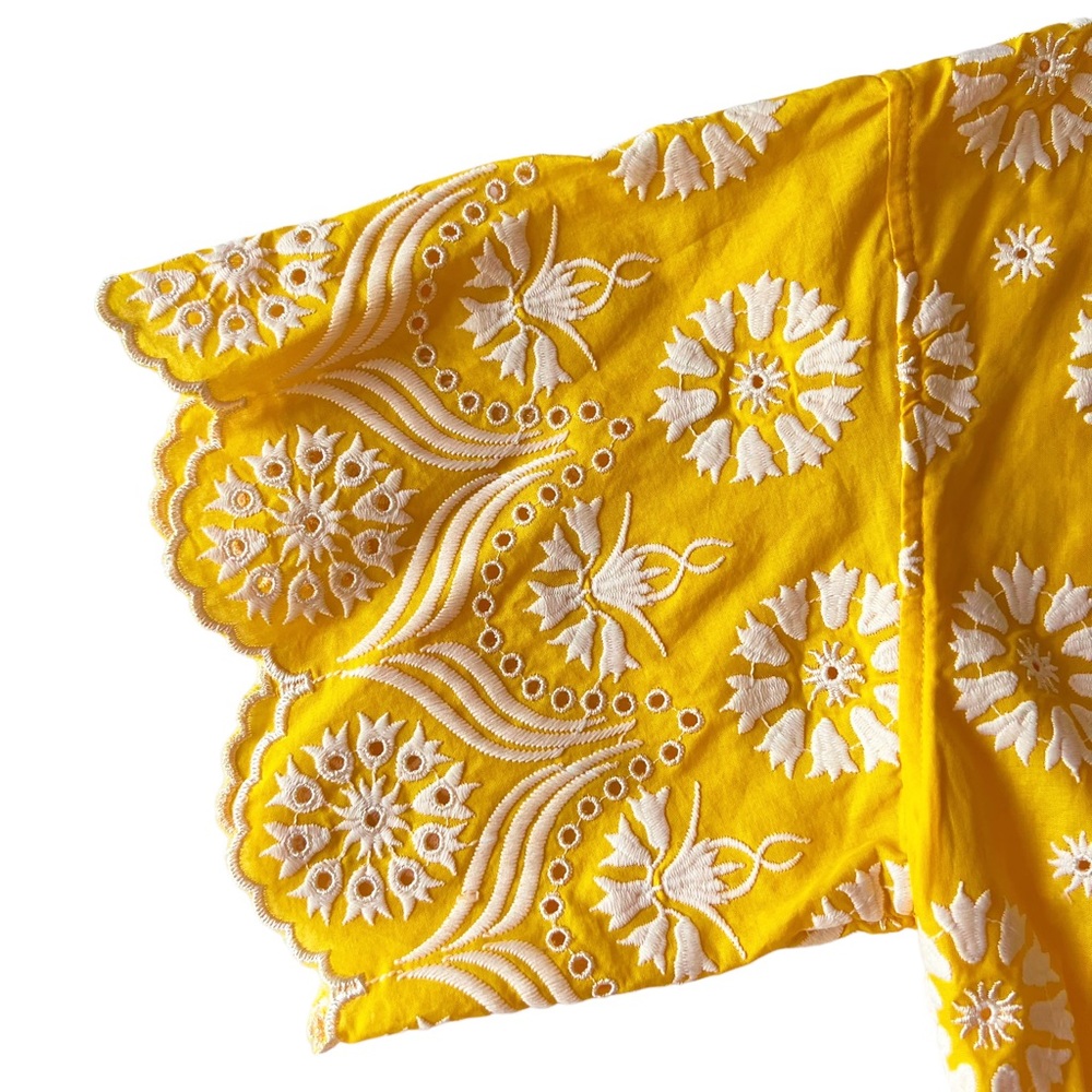 Tory Burch Embroidered Eyelet Top in Sunlight Yellow | 4 NWT - Picture 8 of 13